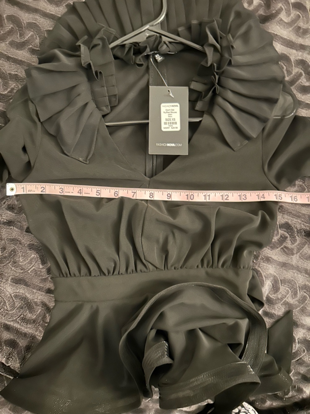 Black Sheer Ruffle Blouse - Picture 6 of 9